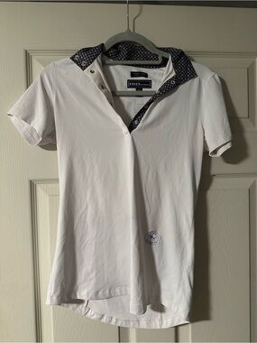 Essex Classics Women’s White Show Shirt with Patterned Trim